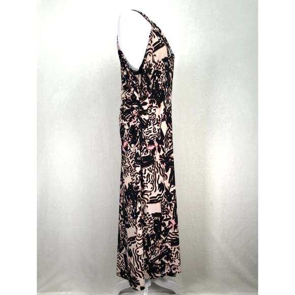 Halogen‎ Dress Womens Plus 1X Black Tan Halter Ruched Midi Asymmetric Resort - Picture 5 of 10